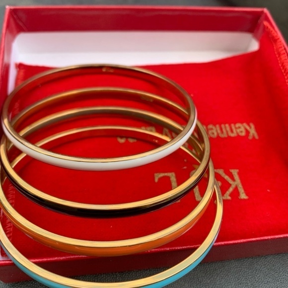 🆕 Kenneth Jay Lane Multicolor Spacer Bangle Bracelet Set of 4 Women’s Jewelry - Picture 2 of 7